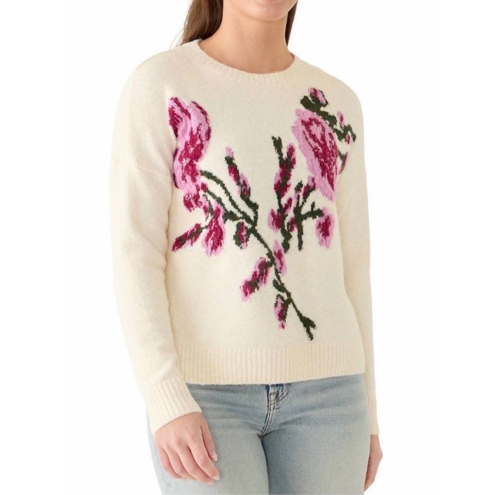 NWT Ted Baker London Floral Jacquard Sweater Cream Ivory Women's Large